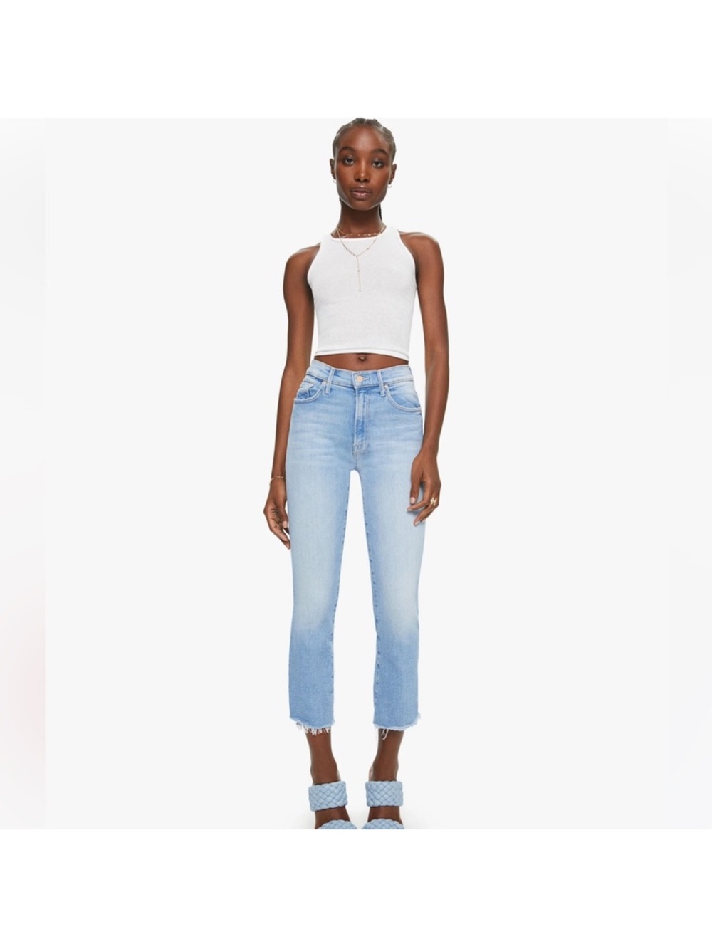 MOTHER Light Wash Cropped Ankle Jeans